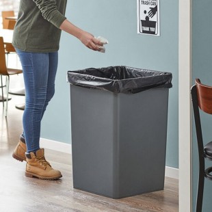 Lavex 35 Gallon Gray Square Trash Can
