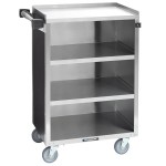 Lakeside 815B 4 Shelf Medium Duty Stainless Steel Utility Cart with Enclosed Base and Black Laminate Finish - 16 7/8 Lakeside 815B 4 Shelf Medium Duty Stainless Steel Utility Cart with Enclosed Base and Black Laminate Finish - 16 7/8