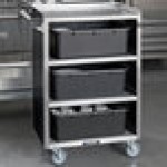 Lakeside 815B 4 Shelf Medium Duty Stainless Steel Utility Cart with Enclosed Base and Black Laminate Finish - 16 7/8 Lakeside 815B 4 Shelf Medium Duty Stainless Steel Utility Cart with Enclosed Base and Black Laminate Finish - 16 7/8