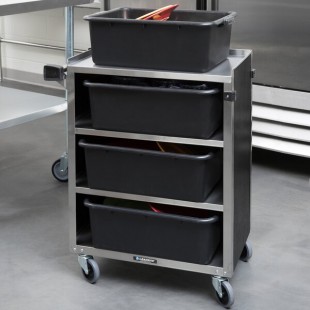 Lakeside 615B Black Laminate 4 Shelf Stainless Steel Utility Cart - 27 3/4