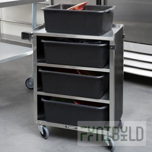 Lakeside 615B Black Laminate 4 Shelf Stainless Steel Utility Cart - 27 3/4