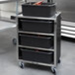 Lakeside 615B Black Laminate 4 Shelf Stainless Steel Utility Cart - 27 3/4 Lakeside 615B Black Laminate 4 Shelf Stainless Steel Utility Cart - 27 3/4