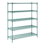 Metro 5A467K3 Stationary Super Erecta Adjustable 2 Series Metroseal Green Wire Shelving Unit - 21