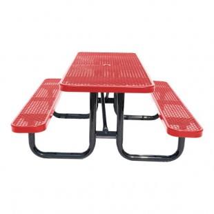 Lifeyard 6' Red Expanded Metal Picnic Table