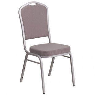 Flash Furniture FD-C01-S-6-GG Hercules Gray Dotted Pattern Fabric Crown Back Stackable Banquet Chair with Silver Frame