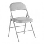 Lancaster Table & Seating Gray Vinyl Folding Chair with Padded Seat Lancaster Table & Seating Gray Vinyl Folding Chair with Padded Seat