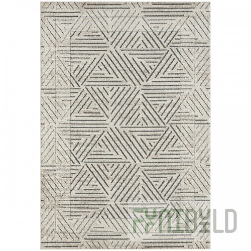 Abani Cabo Collection 4' x 6' Cream / Gray Contemporary Geometric Triangle Area Rug