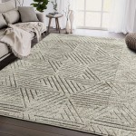 Abani Cabo Collection 4' x 6' Cream / Gray Contemporary Geometric Triangle Area Rug Abani Cabo Collection 4' x 6' Cream / Gray Contemporary Geometric Triangle Area Rug