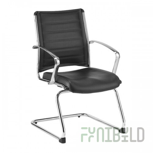 Eurotech LE833-BLACK Europa Leather Series Black Leather Guest Chair