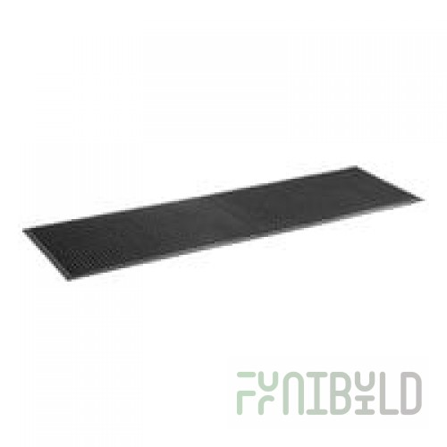 Lavex 3' x 10' Heavy-Duty Black Rubber Anti-Fatigue Diamond Floor Mat with Beveled Edge - 1/2