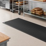 Lavex 3' x 10' Heavy-Duty Black Rubber Anti-Fatigue Diamond Floor Mat with Beveled Edge - 1/2