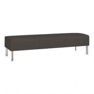 Lesro Luxe Lounge Series Patriot Plus Charcoal Vinyl 3-Seat Bench with Steel Legs Lesro Luxe Lounge Series Patriot Plus Charcoal Vinyl 3-Seat Bench with Steel Legs