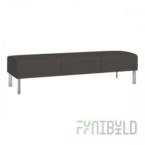 Lesro Luxe Lounge Series Patriot Plus Charcoal Vinyl 3-Seat Bench with Steel Legs