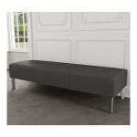 Lesro Luxe Lounge Series Patriot Plus Charcoal Vinyl 3-Seat Bench with Steel Legs