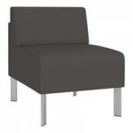 Lesro Luxe Lounge Series Patriot Plus Charcoal Vinyl 3-Seat Bench with Steel Legs