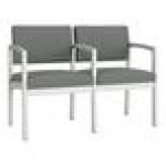 Lesro Lenox Steel Open House Asteroid Fabric Loveseat with Center Arm