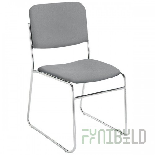 National Public Seating 8652 Classic Gray Stackable Signature Padded Chair with Chrome Frame