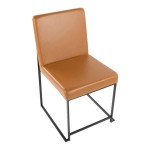 LumiSource Fuji Camel Faux Leather High-Back Side Chair with Black Metal Frame - 2/Case LumiSource Fuji Camel Faux Leather High-Back Side Chair with Black Metal Frame - 2/Case