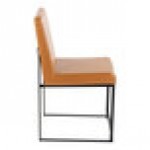 LumiSource Fuji Camel Faux Leather High-Back Side Chair with Black Metal Frame - 2/Case LumiSource Fuji Camel Faux Leather High-Back Side Chair with Black Metal Frame - 2/Case