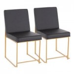 LumiSource Fuji Camel Faux Leather High-Back Side Chair with Black Metal Frame - 2/Case LumiSource Fuji Camel Faux Leather High-Back Side Chair with Black Metal Frame - 2/Case