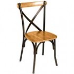 BFM Seating Henry Distressed Rustic Clear Coated Steel Side Chair with Autumn Ash Wooden Back and Seat BFM Seating Henry Distressed Rustic Clear Coated Steel Side Chair with Autumn Ash Wooden Back and Seat