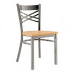 Lancaster Table & Seating Clear Coat Finish Cross Back Chair with Mahogany Wood Seat - Assembled