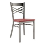 Lancaster Table & Seating Clear Coat Finish Cross Back Chair with Mahogany Wood Seat - Assembled
