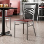 Lancaster Table & Seating Clear Coat Finish Cross Back Chair with Mahogany Wood Seat - Assembled
