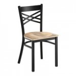 Lancaster Table & Seating Clear Coat Finish Cross Back Chair with Mahogany Wood Seat - Assembled