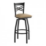 Lancaster Table & Seating Clear Coat Finish Cross Back Chair with Mahogany Wood Seat - Assembled
