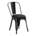Lancaster Table & Seating Alloy Onyx Black Indoor Cafe Chair with White Vinyl Cushion Lancaster Table & Seating Alloy Onyx Black Indoor Cafe Chair with White Vinyl Cushion