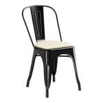 Lancaster Table & Seating Alloy Onyx Black Indoor Cafe Chair with White Vinyl Cushion Lancaster Table & Seating Alloy Onyx Black Indoor Cafe Chair with White Vinyl Cushion