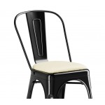 Lancaster Table & Seating Alloy Onyx Black Indoor Cafe Chair with White Vinyl Cushion Lancaster Table & Seating Alloy Onyx Black Indoor Cafe Chair with White Vinyl Cushion