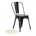 Lancaster Table & Seating Alloy Onyx Black Indoor Cafe Chair with White Vinyl Cushion Lancaster Table & Seating Alloy Onyx Black Indoor Cafe Chair with White Vinyl Cushion