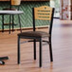 Lancaster Table & Seating Black Finish Side Chair with Dark Brown Vinyl Seat and Natural Wood Back - Detached Seat