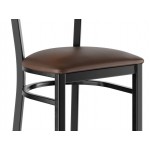Lancaster Table & Seating Black Finish Side Chair with Dark Brown Vinyl Seat and Natural Wood Back - Detached Seat
