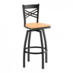 Lancaster Table & Seating Black Finish Cross Back Chair with Natural Wood Seat - Detached Seat Lancaster Table & Seating Black Finish Cross Back Chair with Natural Wood Seat - Detached Seat