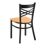 Lancaster Table & Seating Black Finish Cross Back Chair with Natural Wood Seat - Detached Seat Lancaster Table & Seating Black Finish Cross Back Chair with Natural Wood Seat - Detached Seat