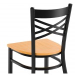 Lancaster Table & Seating Black Finish Cross Back Chair with Natural Wood Seat - Detached Seat Lancaster Table & Seating Black Finish Cross Back Chair with Natural Wood Seat - Detached Seat