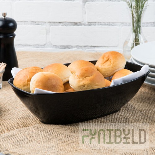 Fineline 456.BK Platter Pleasers 64 oz. Black Plastic Oval Luau Bowl - 50/Case