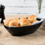 Fineline 456.BK Platter Pleasers 64 oz. Black Plastic Oval Luau Bowl - 50/Case