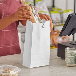 Duro 8 lb. White Paper Bag - 500/Bundle Duro 8 lb. White Paper Bag - 500/Bundle