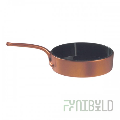 Solia Eskoffie 1 oz. Copper and Black Mini Plastic Frying Pan - 240/Case