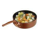 Solia Eskoffie 1 oz. Copper and Black Mini Plastic Frying Pan - 240/Case Solia Eskoffie 1 oz. Copper and Black Mini Plastic Frying Pan - 240/Case