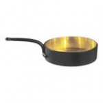 Solia Eskoffie 1 oz. Copper and Black Mini Plastic Frying Pan - 240/Case Solia Eskoffie 1 oz. Copper and Black Mini Plastic Frying Pan - 240/Case