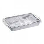 Durable Packaging 9331-PT-100 Smoothwall Black and Gold Black Diamond Small Foil Entree / Take-Out Pan with Dome Lid 23.3 oz. - 100/Case