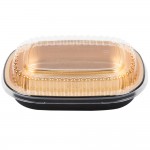 Durable Packaging 9331-PT-100 Smoothwall Black and Gold Black Diamond Small Foil Entree / Take-Out Pan with Dome Lid 23.3 oz. - 100/Case