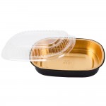Durable Packaging 9331-PT-100 Smoothwall Black and Gold Black Diamond Small Foil Entree / Take-Out Pan with Dome Lid 23.3 oz. - 100/Case