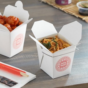 Emperor's Select 16 oz. Asian Paper Take-Out Container with Wire Handle - 500/Case