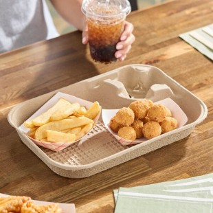 Choice Pulp Fiber 8-32 oz. 1 Cup Carrier with Tray - 50/Pack